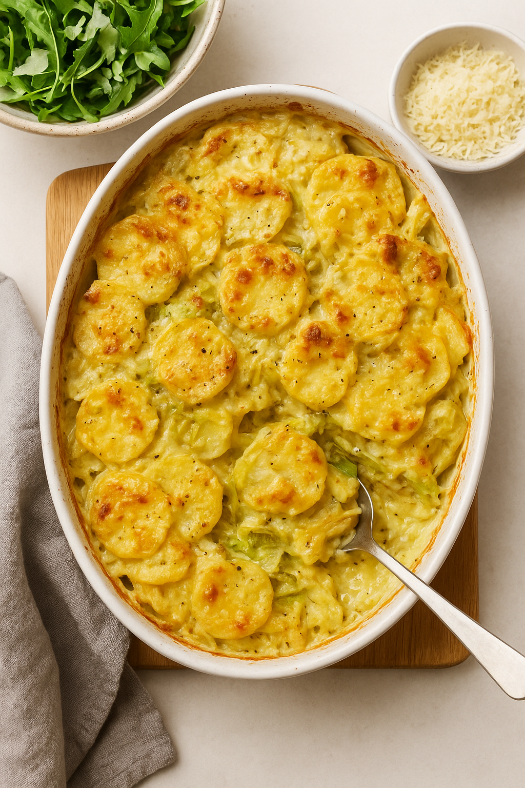 Romige aardappelgratin met prei image