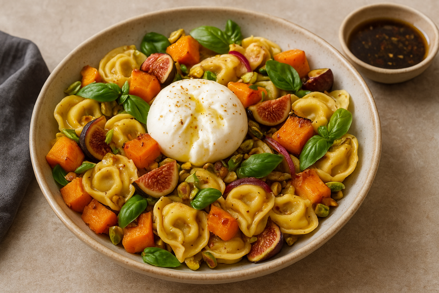 Tortellini salade met pompoen en burrata image