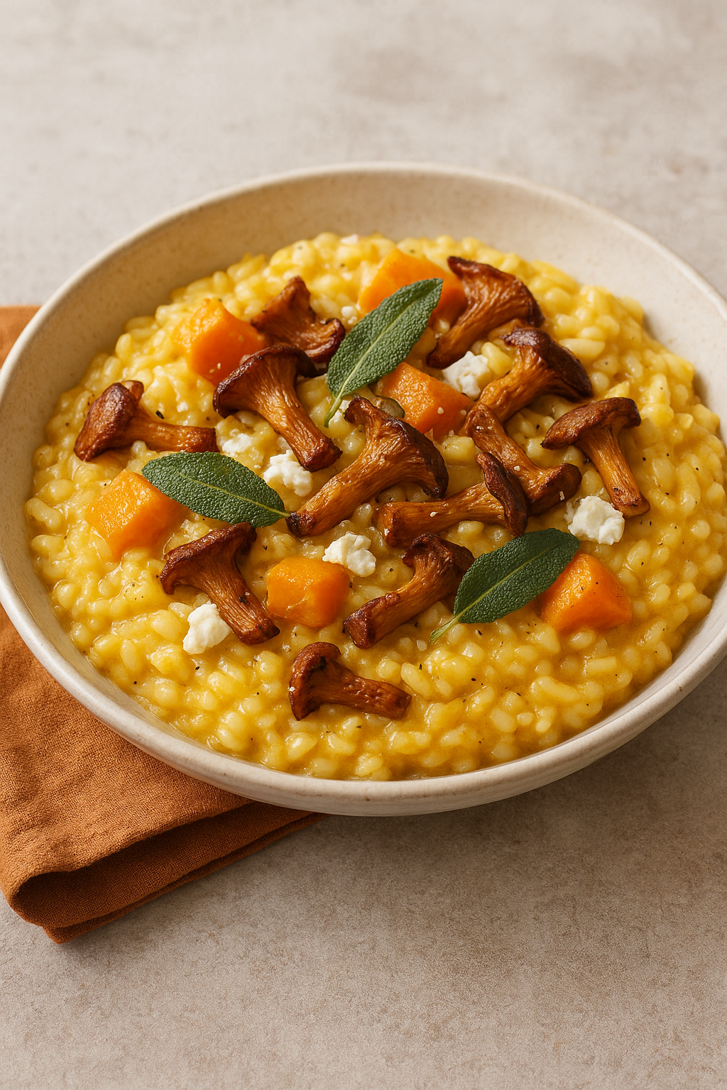 Pompoen-oesterzwam risotto met salie en image