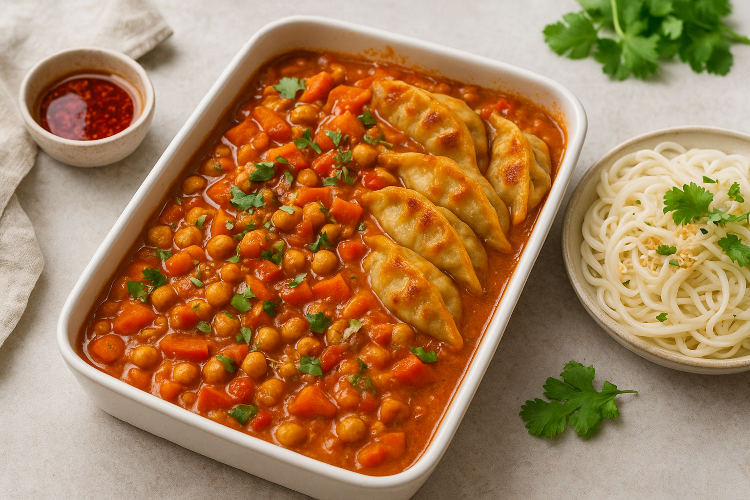 Gyoza curry bake met kikkererwten  image