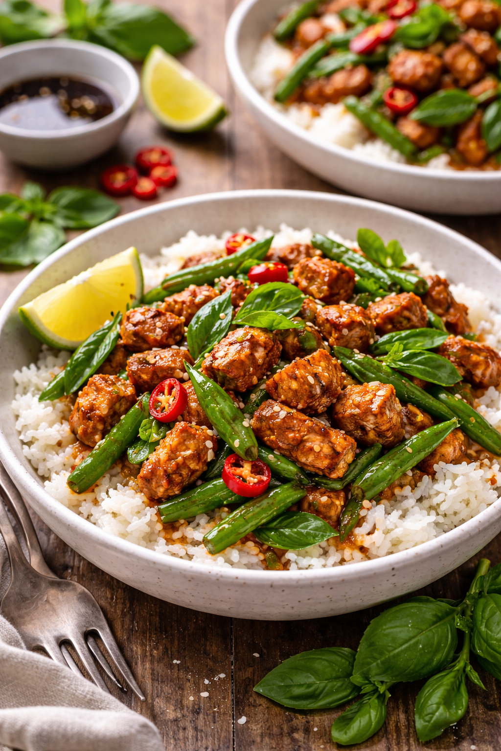 Pad Krapow met tempeh en sperziebonen image