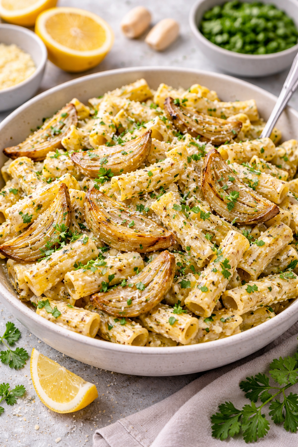 Pasta met geroosterde venkel en citroen-ricottasaus image