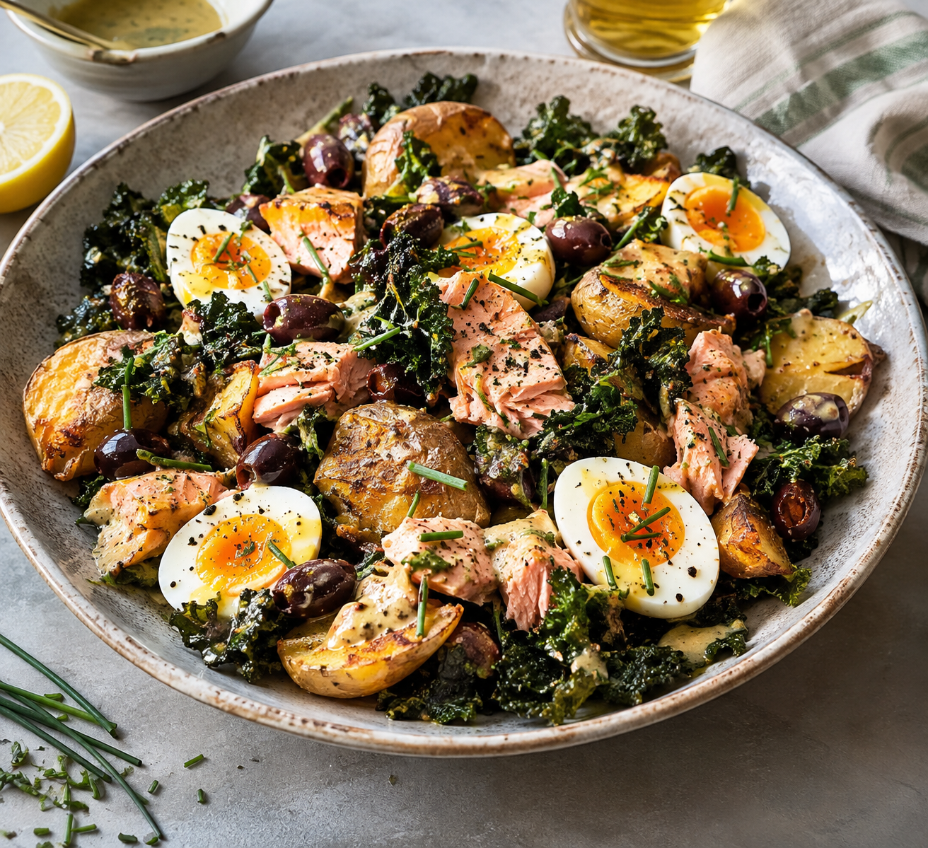 Provençaalse salade met met geroosterde en zalm  image